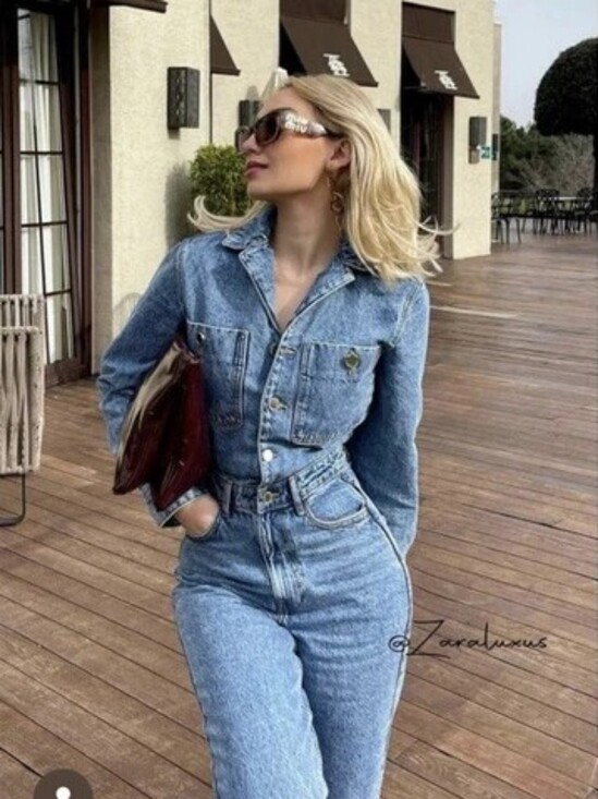 Zara Pants - Zara Light Blue Denim Jumpsuit